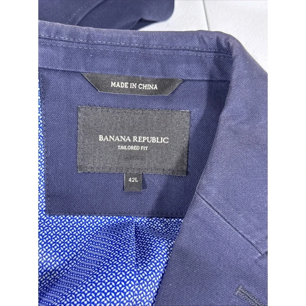 Banana Republic Blazer Mens Size 42L Navy Blue Twill Lined Office Career Elbow